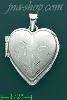 14K White Gold Etched Flower Design Heart Shaped Italian Locket
